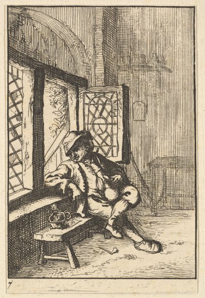 Uomo seduto vicino a una finestra, copia, 1610-85 da Unbekannt