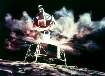 Volo spaziale con equipaggio, USA, Apollo, impressione artistica del modulo lunare che decolla dalla Luna da Unbekannt