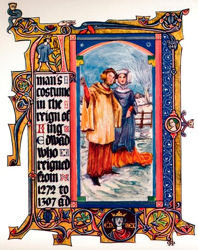 Costume maschile nel regno di Re Edoardo I, 1909 da Unbekannt