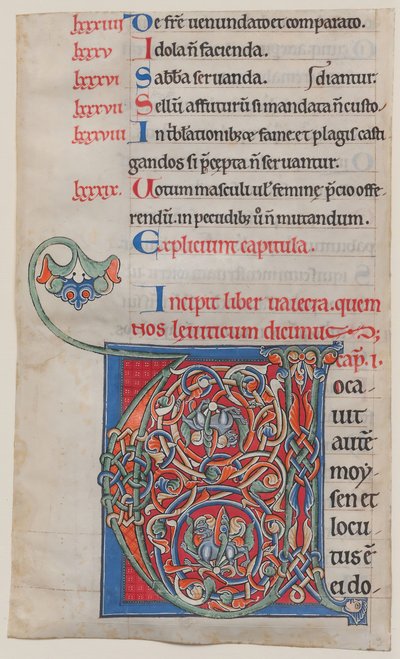 Illustrazione di manoscritto con iniziale V, da una Bibbia, ca. 1175-95 da Unbekannt