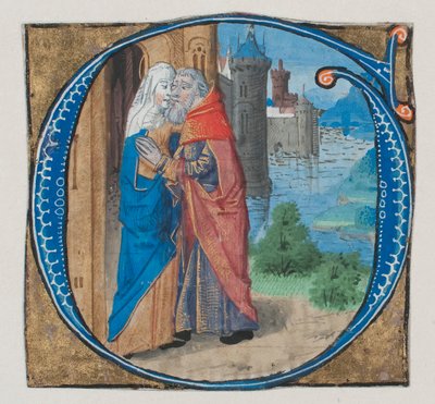 Manoscritto miniato con Gioacchino e Anna in una iniziale G con Gioacchino e Anna..., 15° secolo da Unbekannt