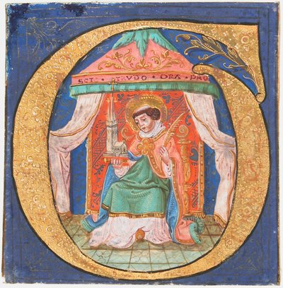 Manoscritto Miniato con San Trudo Trond in una Iniziale O, da un Libro Corale, XV secolo da Unbekannt