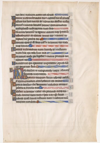 Foglio di manoscritto da un Salterio Reale, XIII secolo da Unbekannt