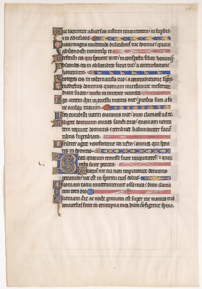 Foglio di manoscritto da un Salterio reale, XIII secolo da Unbekannt
