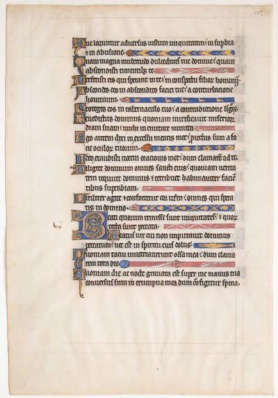 Foglio di manoscritto da un Salterio reale, britannico, XIII secolo da Unbekannt