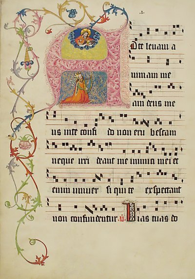 Foglio di manoscritto con iniziale A, da un Graduale, tedesco, secondo quarto del XV secolo da Unbekannt