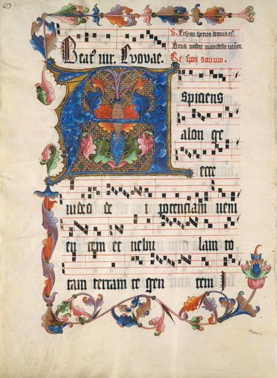 Foglio di Manoscritto con Iniziale A, da un Antifonario, Germania, ca. 1425-50 da Unbekannt