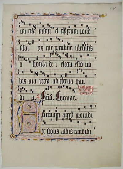 Foglio di manoscritto con iniziale A, da un antifonario, tedesco, secondo quarto del XV secolo da Unbekannt