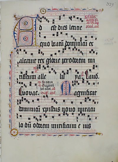 Foglio di manoscritto con iniziale A, da un antifonario, tedesco, secondo quarto del XV secolo da Unbekannt