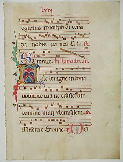 Foglio di manoscritto con iniziale A, da un antifonario, italiano, XV secolo da Unbekannt