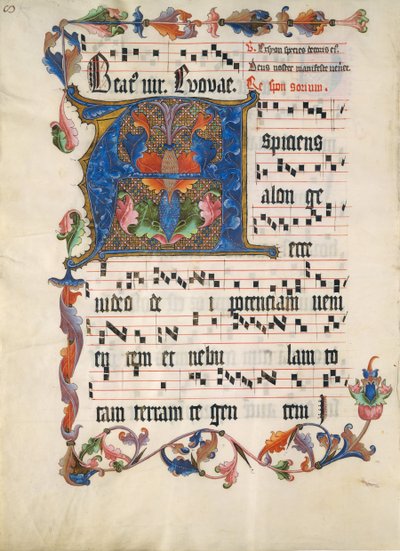 Foglio di manoscritto con iniziale A, da un antifonario, ca. 1425-50 da Unbekannt