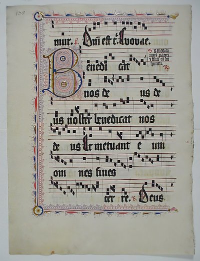 Foglio di manoscritto con iniziale B, da un antifonario, tedesco, secondo quarto del XV secolo da Unbekannt