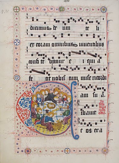 Foglio di Manoscritto con Iniziale C, da un Graduale, Germania, secondo quarto del XV secolo da Unbekannt