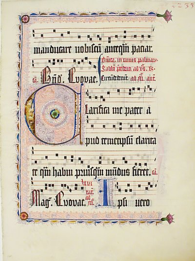 Foglio di manoscritto con iniziale C, da un Antifonario, tedesco da Unbekannt