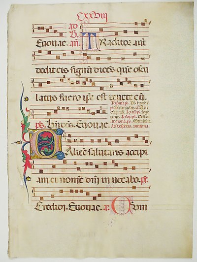 Foglio di manoscritto con iniziale C, da un antifonario, italiano, XV secolo da Unbekannt