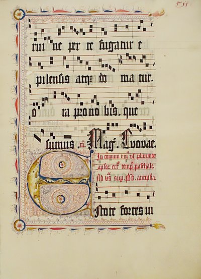 Foglio di manoscritto con iniziale E, da un antifonario, tedesco, secondo quarto del XV secolo da Unbekannt