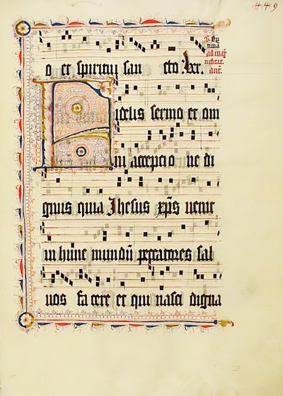 Foglio di Manoscritto con Iniziale F, da un Antifonario da Unbekannt