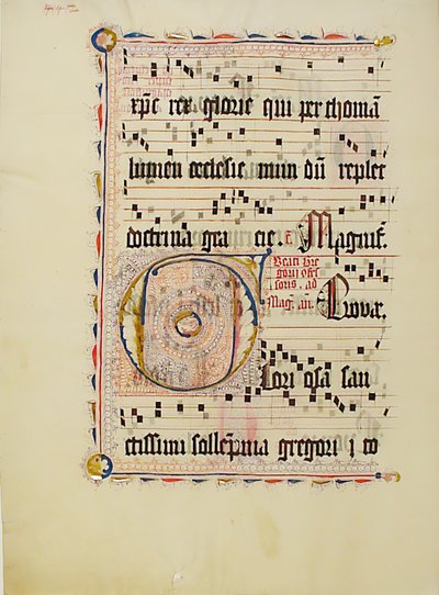 Foglio di Manoscritto con Iniziale F, da un Antifonario, Tedesco, secondo quarto del XV secolo da Unbekannt