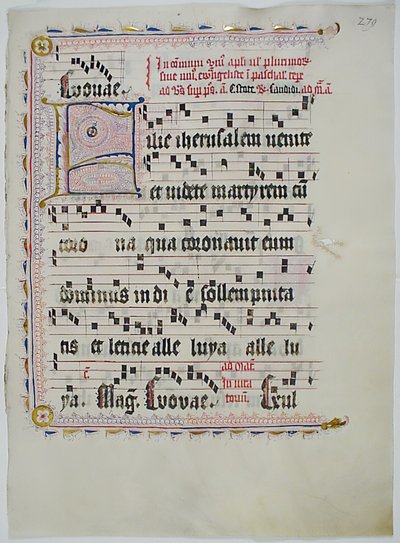 Foglio di manoscritto con iniziale F, da un antifonario, tedesco, secondo quarto del XV secolo da Unbekannt