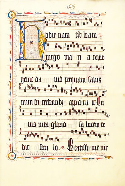 Foglio di manoscritto con iniziale H, da un Antifonario, tedesco, secondo quarto del XV secolo da Unbekannt