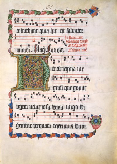 Foglio di manoscritto con iniziale H, da un Antifonario, secondo quarto del XV secolo da Unbekannt