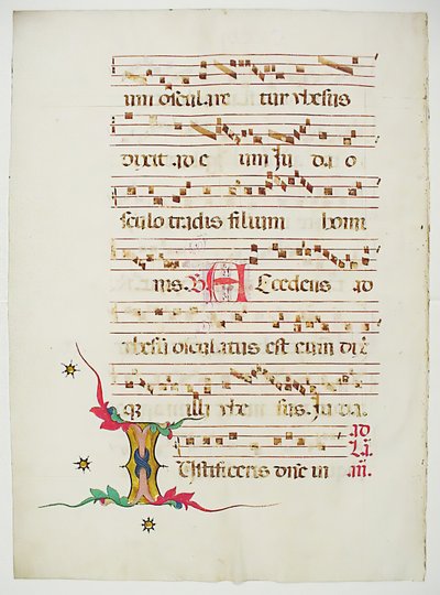Foglio di Manoscritto con Iniziale I, da un Antifonario, Italiano, XV secolo da Unbekannt