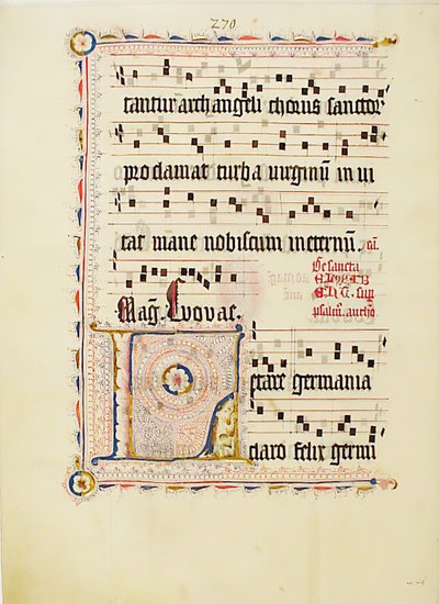 Foglio di manoscritto con iniziale L, da un antifonario, tedesco, secondo quarto del XV secolo da Unbekannt
