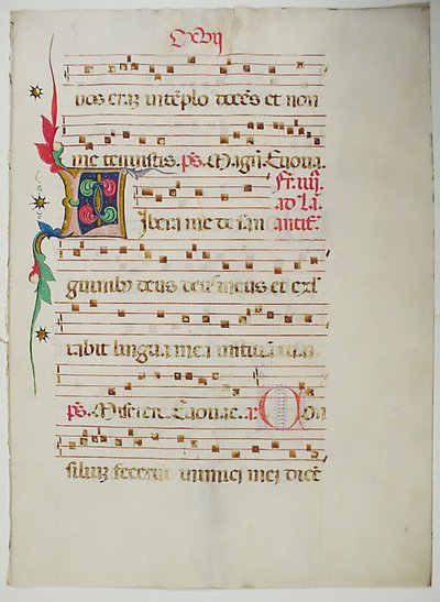 Foglio di manoscritto con iniziale L, da un antifonario, italiano, XV secolo da Unbekannt