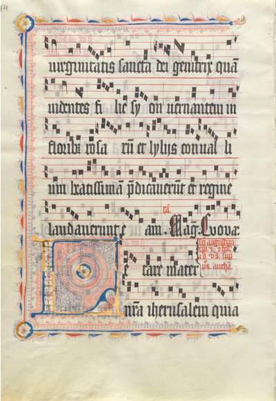 Foglio di Manoscritto con Iniziale L, da un Antifonario, secondo quarto del XV secolo da Unbekannt