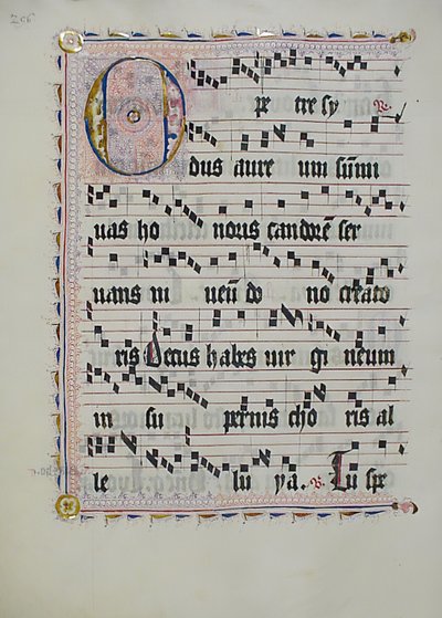 Foglio di manoscritto con iniziale O, da un antifonario, tedesco, secondo quarto del XV secolo da Unbekannt