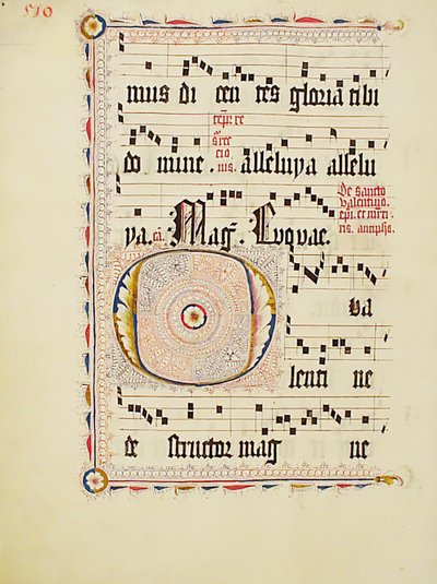 Foglio di manoscritto con iniziale O, da un antifonario, tedesco da Unbekannt