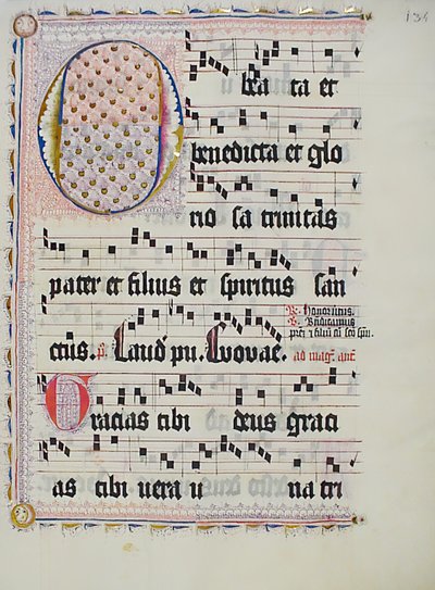 Foglio di manoscritto con iniziale O, da un antifonario, tedesco, secondo quarto XV secolo da Unbekannt