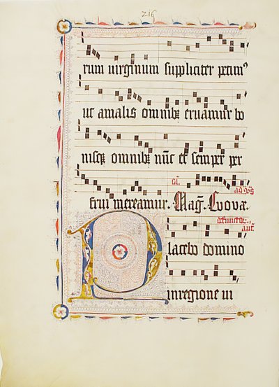 Foglio di manoscritto con iniziale P, da un Antifonario, tedesco, secondo quarto del XV secolo da Unbekannt