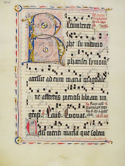 Foglio di manoscritto con iniziale R, da un antifonario, tedesco, secondo quarto del XV secolo da Unbekannt