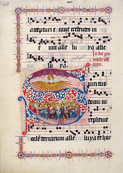 Foglio di manoscritto con iniziale S, da un Graduale, tedesco, secondo quarto del XV secolo da Unbekannt