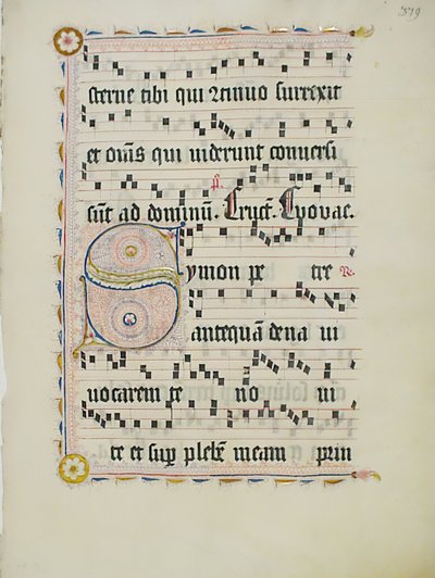 Foglio di manoscritto con iniziale S, da un antifonario, tedesco, secondo quarto del XV secolo da Unbekannt