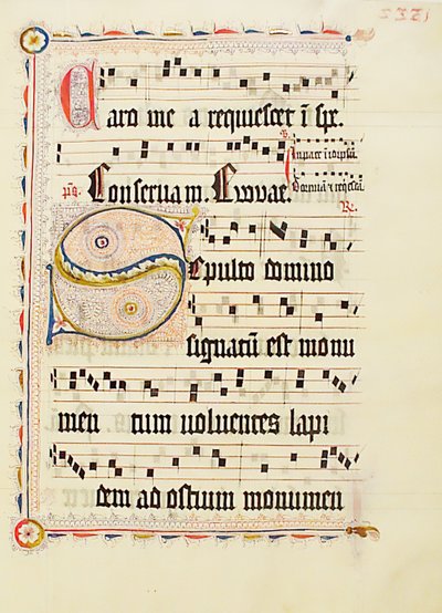 Foglio di manoscritto con iniziale S, da un antifonario, tedesco, secondo quarto del XV secolo da Unbekannt