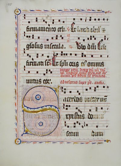 Foglio di manoscritto con iniziale S, da un antifonario, tedesco, secondo quarto del XV secolo da Unbekannt