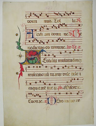 Foglio di Manoscritto con Iniziale S, da un Antifonario, Italiano, XV secolo da Unbekannt