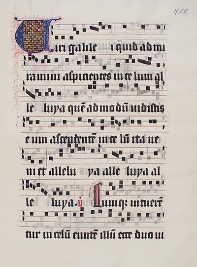 Foglio di manoscritto con iniziale V, da un Graduale, tedesco da Unbekannt