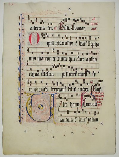 Foglio di manoscritto con iniziale V, da un antifonario, tedesco, secondo quarto del XV secolo da Unbekannt
