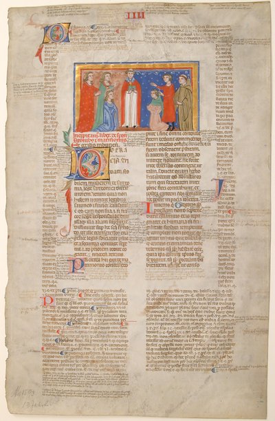 Foglio di manoscritto con scena di matrimonio, dai Decretali di Gregorio IX, ca. 1300 da Unbekannt