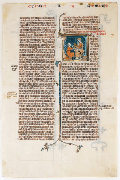 Foglio di manoscritto con apertura del Libro di Neemia, da una Bibbia, ca. 1280-1300 da Unbekannt