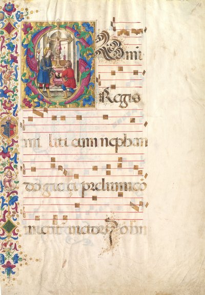 Foglio di manoscritto con San Giovanni Gualberto in un