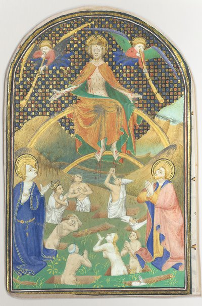 Foglio di manoscritto con il Giudizio Universale, da un libro d