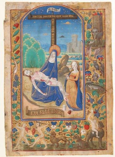 Foglio di manoscritto con la Pietà, da un Libro d