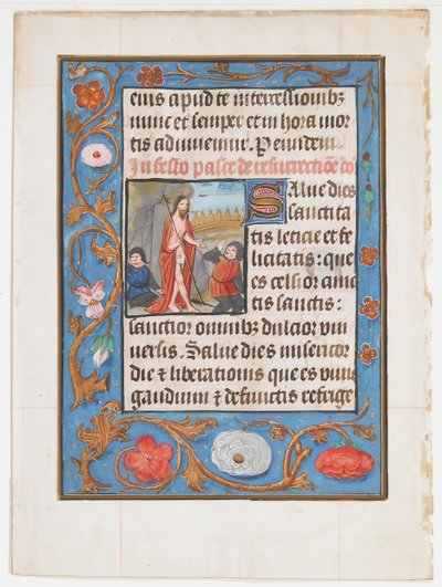 Foglio di manoscritto con la Resurrezione, da un Libro d