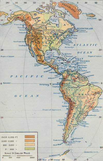 Mappa - Il continente americano, 1916 da Unbekannt