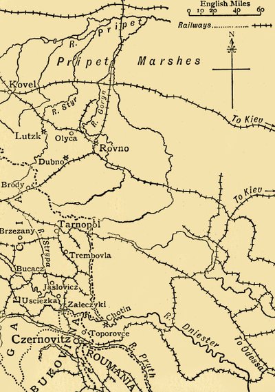 Mappa che illustra le operazioni del generale Ivanoff da Unbekannt