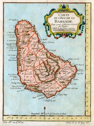 Mappa di Barbados, c1758 da Unbekannt